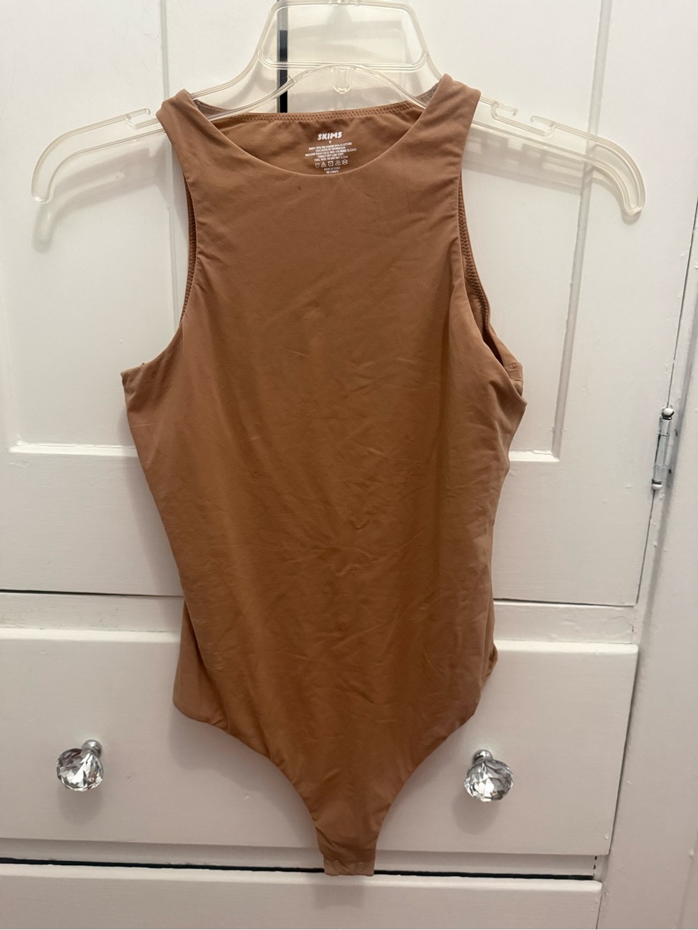 SKIMS Sleeveless High-Neck Bodysuit in Camel Brown